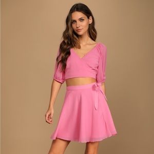 Pink Wrap Mini Skirt